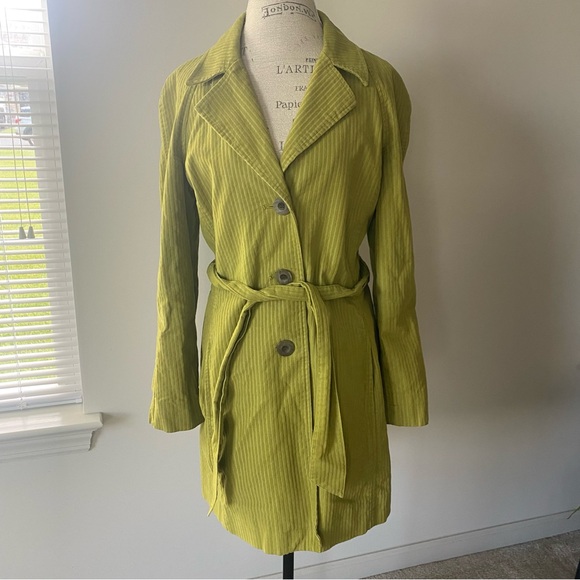 J.Jill Green Corduroy Trench Coat - Picture 1 of 7